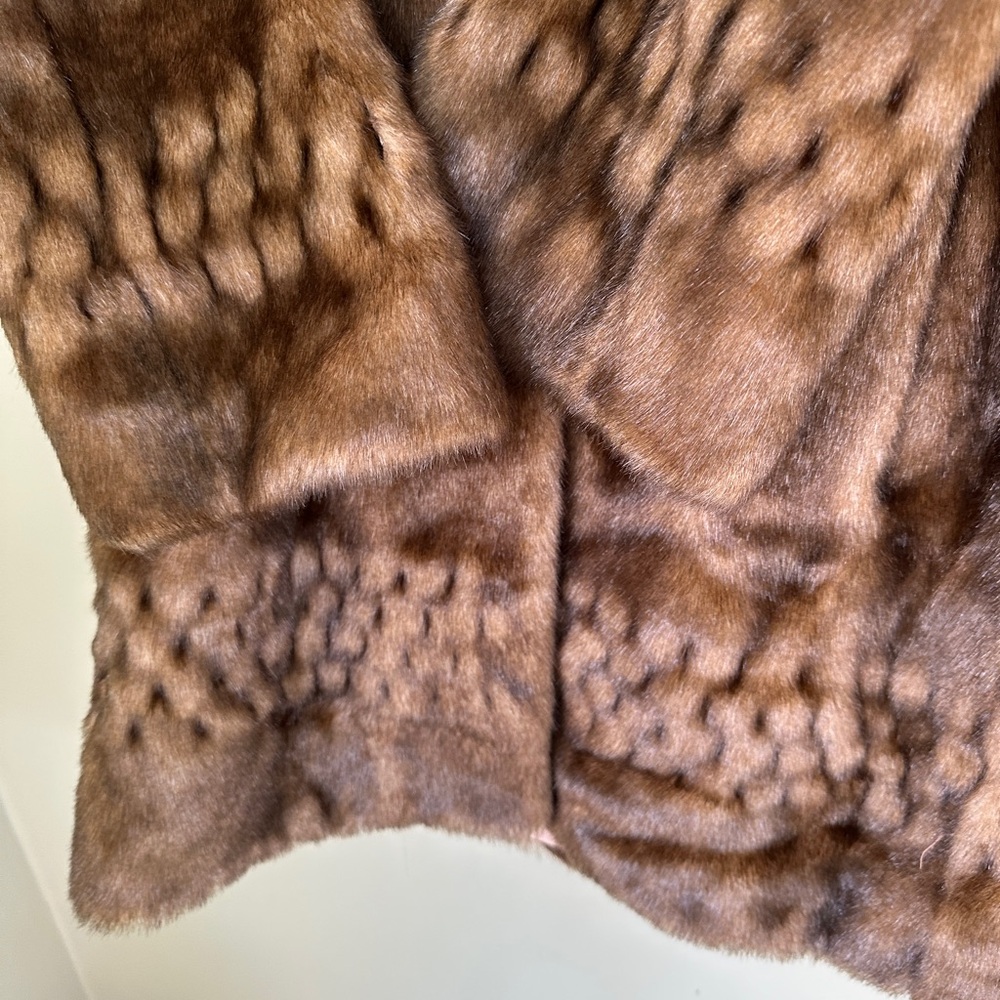 ALPINE STUDIO SOFT LUXURIOUS BROWN FAUX MINK FUR  JACKET COAT SIZE S - Picture 4 of 11